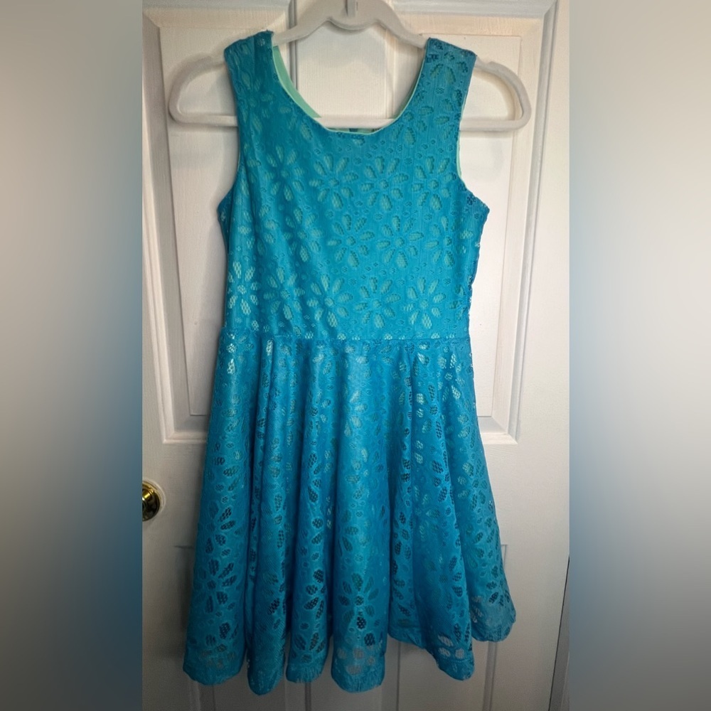 Knitworks Blue Fit and Flare Sleeveless Dress
